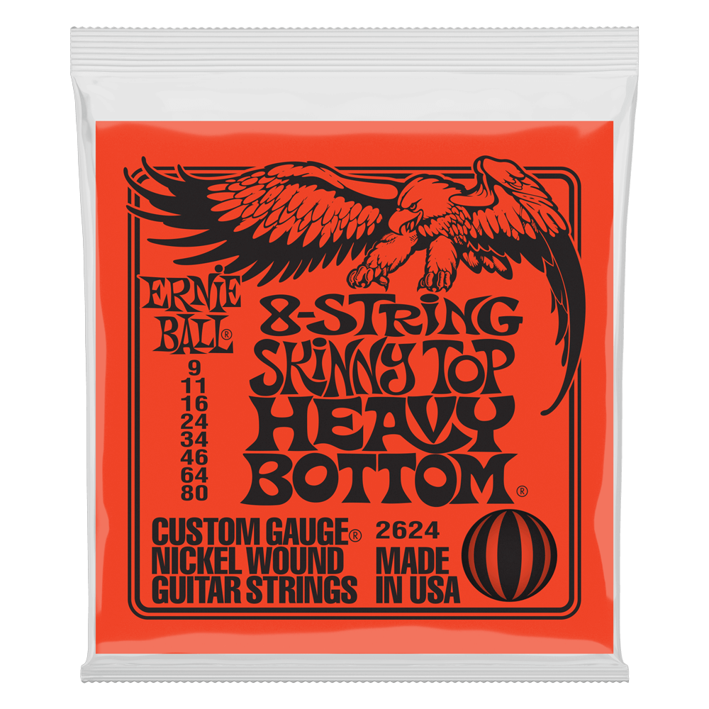 Ernie Ball P02624 Skinny Top Heavy Bottom Slinky 8-String Nickel Wound Electric Guitar Strings 9-80 Gauge