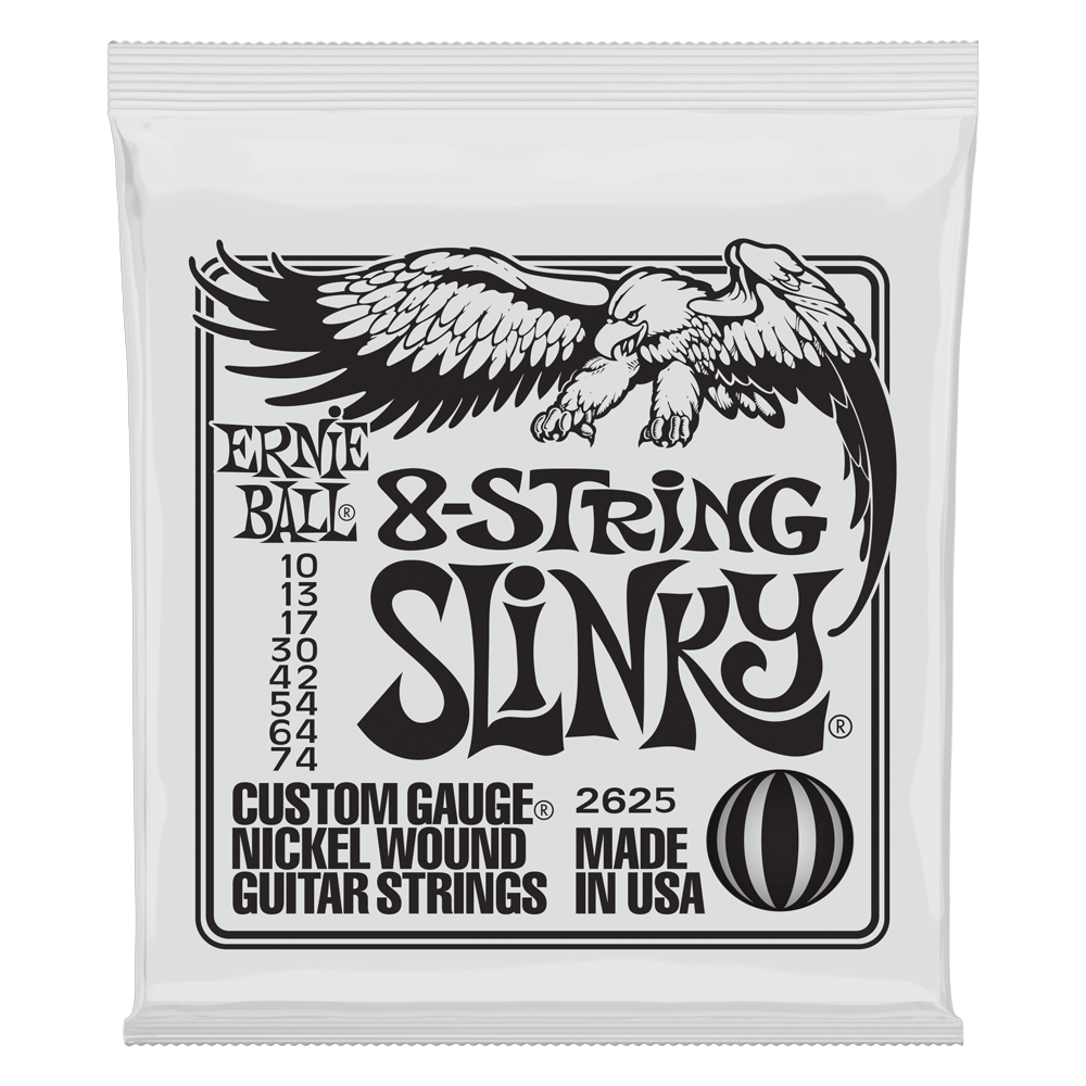 Ernie Ball P02625 Slinky 8-String Nickel Wound Electric Guitar Strings 10-74 Gauge