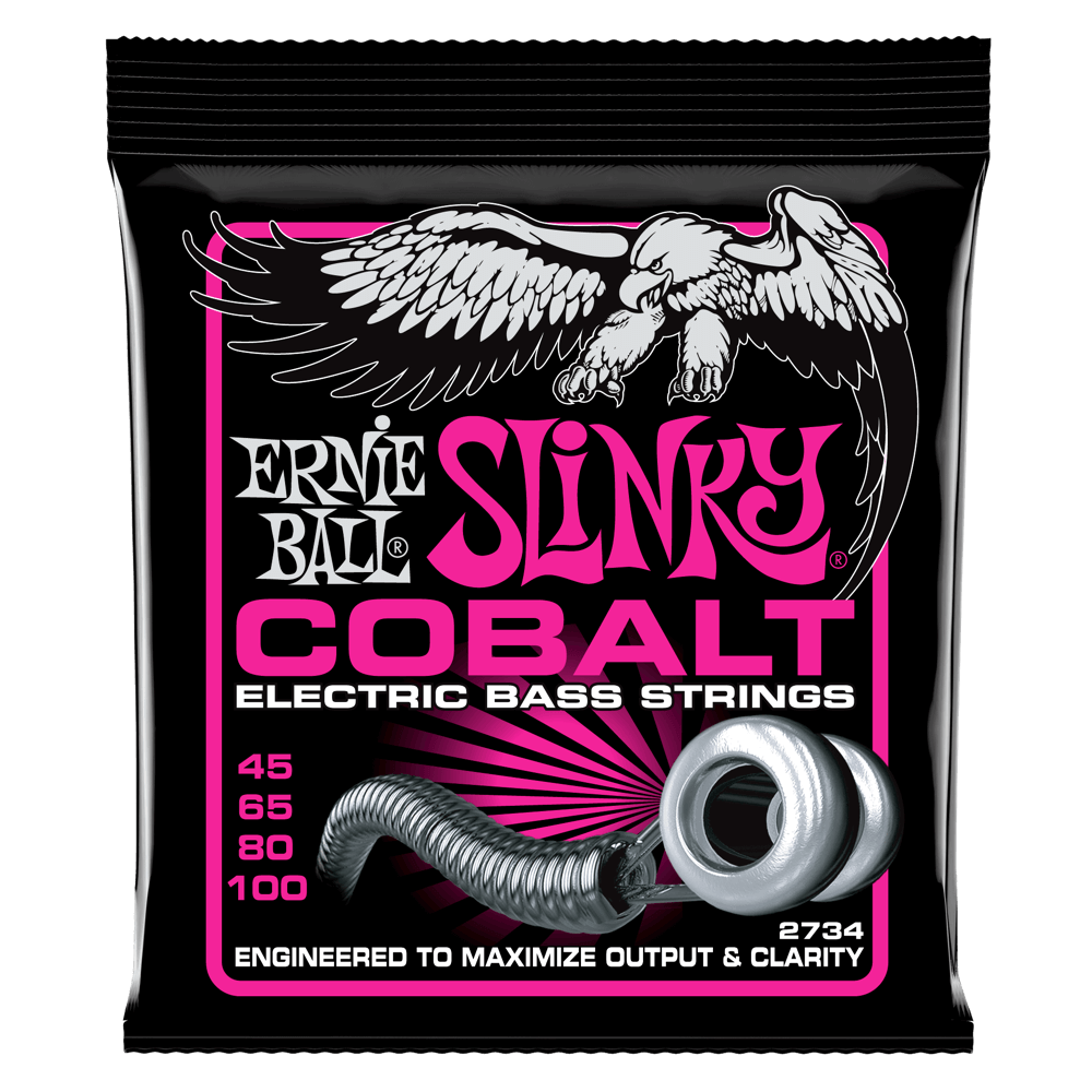 Ernie Ball P02734 Super Slinky Cobalt Electric Bass Strings 45-100 Gauge