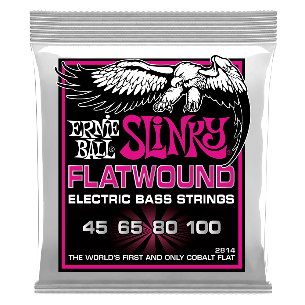 Ernie Ball P02814 Super Slinky Flatwound Electric Bass Strings 45-100 Gauge