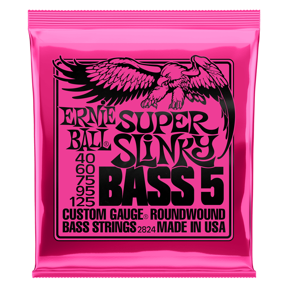 Ernie Ball P02824 Super Slinky 5-String Nickel Wound Electric Bass Strings 40-125 Gauge