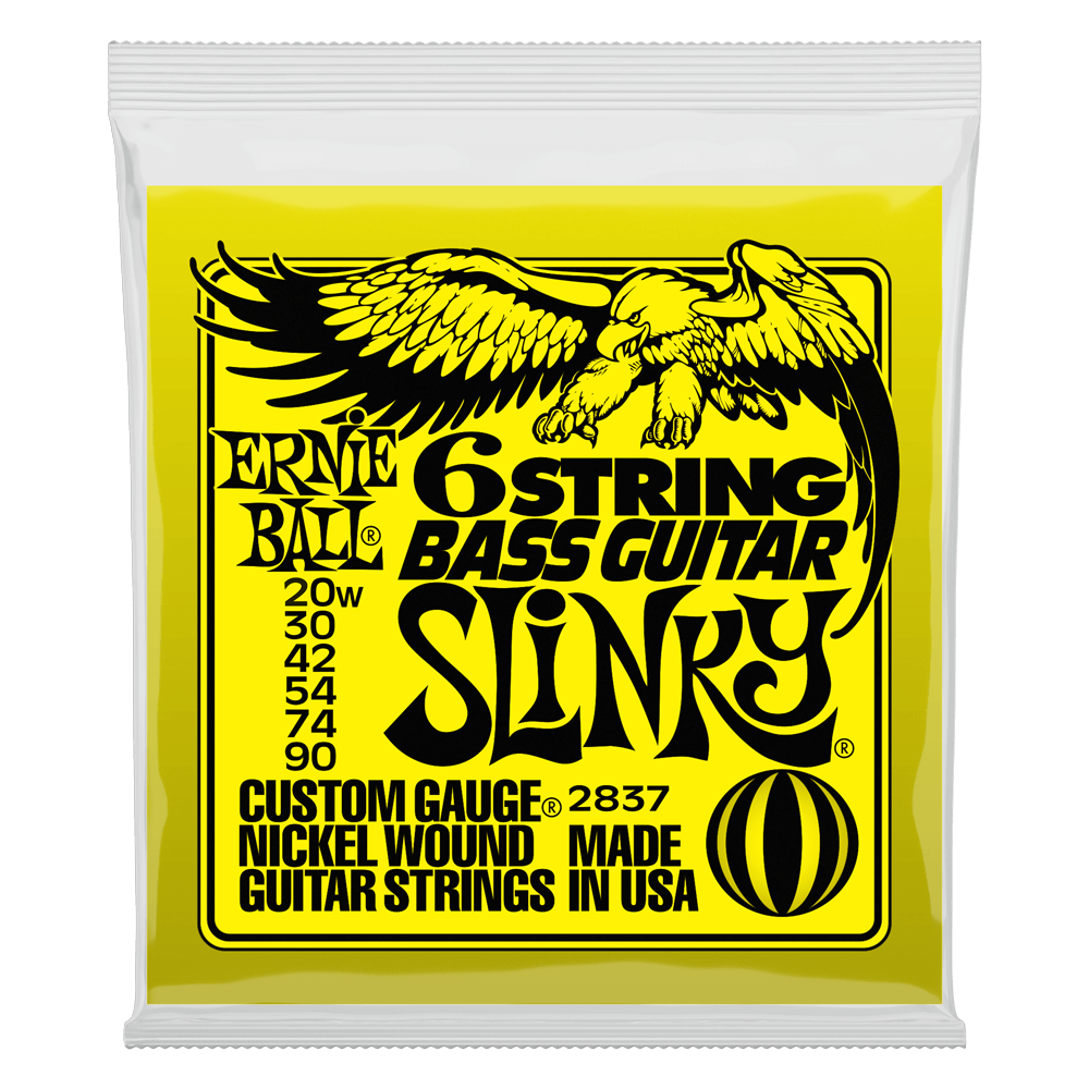 Ernie Ball P02837 Slinky 6-String w/ Small Ball End 29 5/8 Scale Bass Guitar Strings 20-90 Gauge