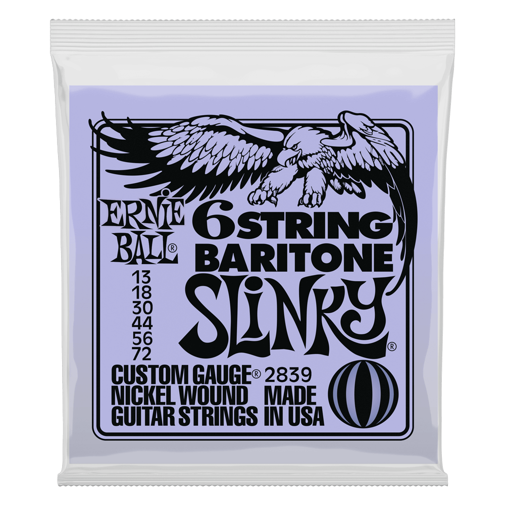 Ernie Ball P02839 Slinky 6-String w/ Small Ball End Baritone Guitar Strings 13-72 Gauge