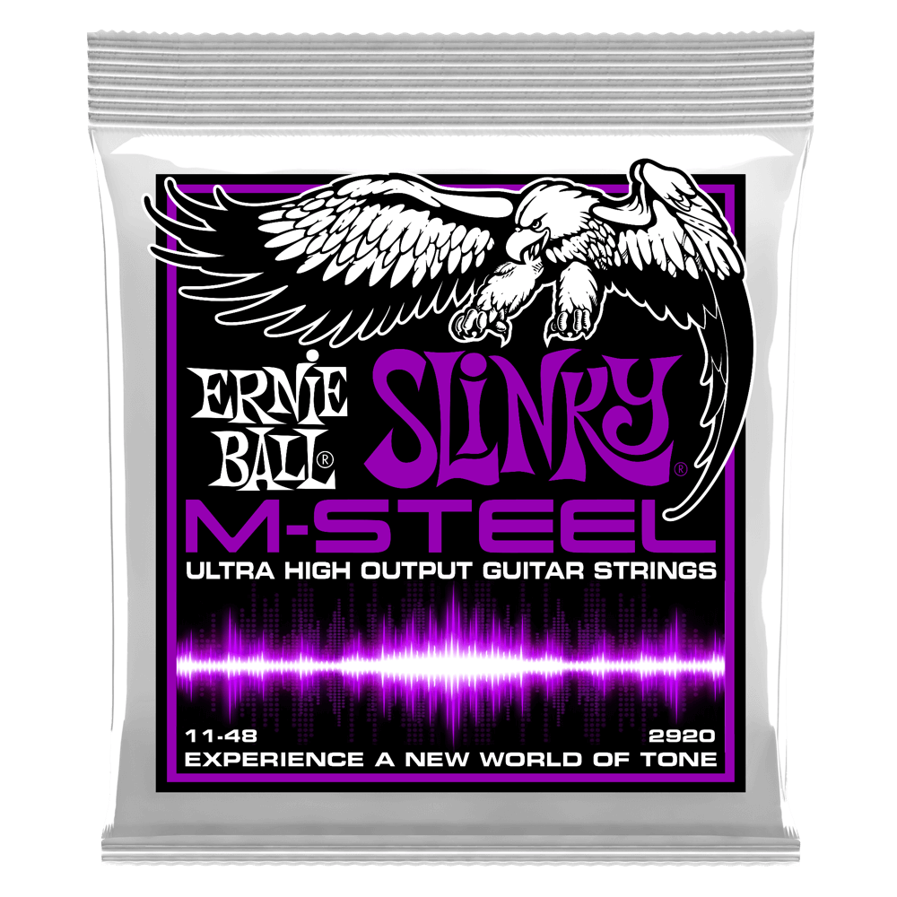 Ernie Ball P02920 Power Slinky M-Steel Electric Guitar Strings 11-48 Gauge