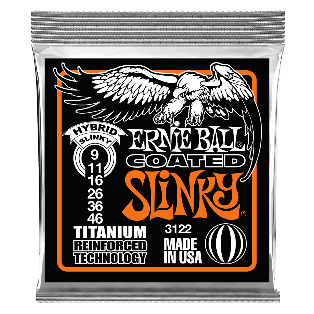 Ernie Ball P03122 Hybrid Slinky Coated Titanium RPS Electric Guitar Strings 9-46 Gauge