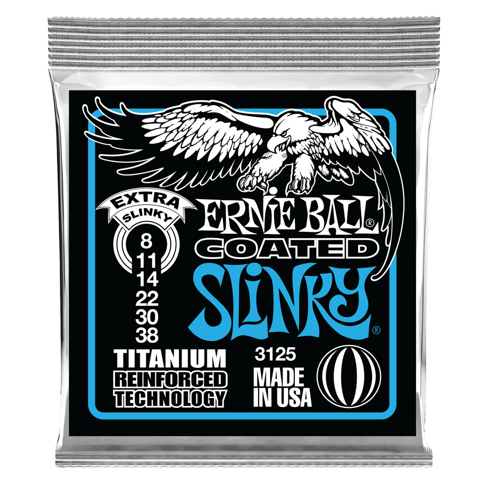 Ernie Ball P03125 Extra Slinky Coated Titanium RPS Electric Guitar Strings 8-38 Gauge