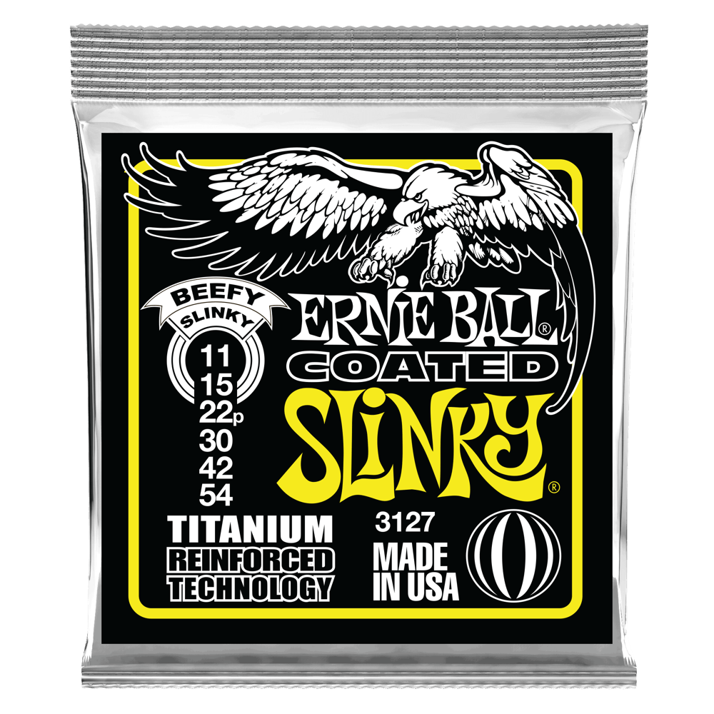 Ernie Ball P03127 Beefy Slinky Coated Titanium RPS Electric Guitar Strings 11-54 Gauge