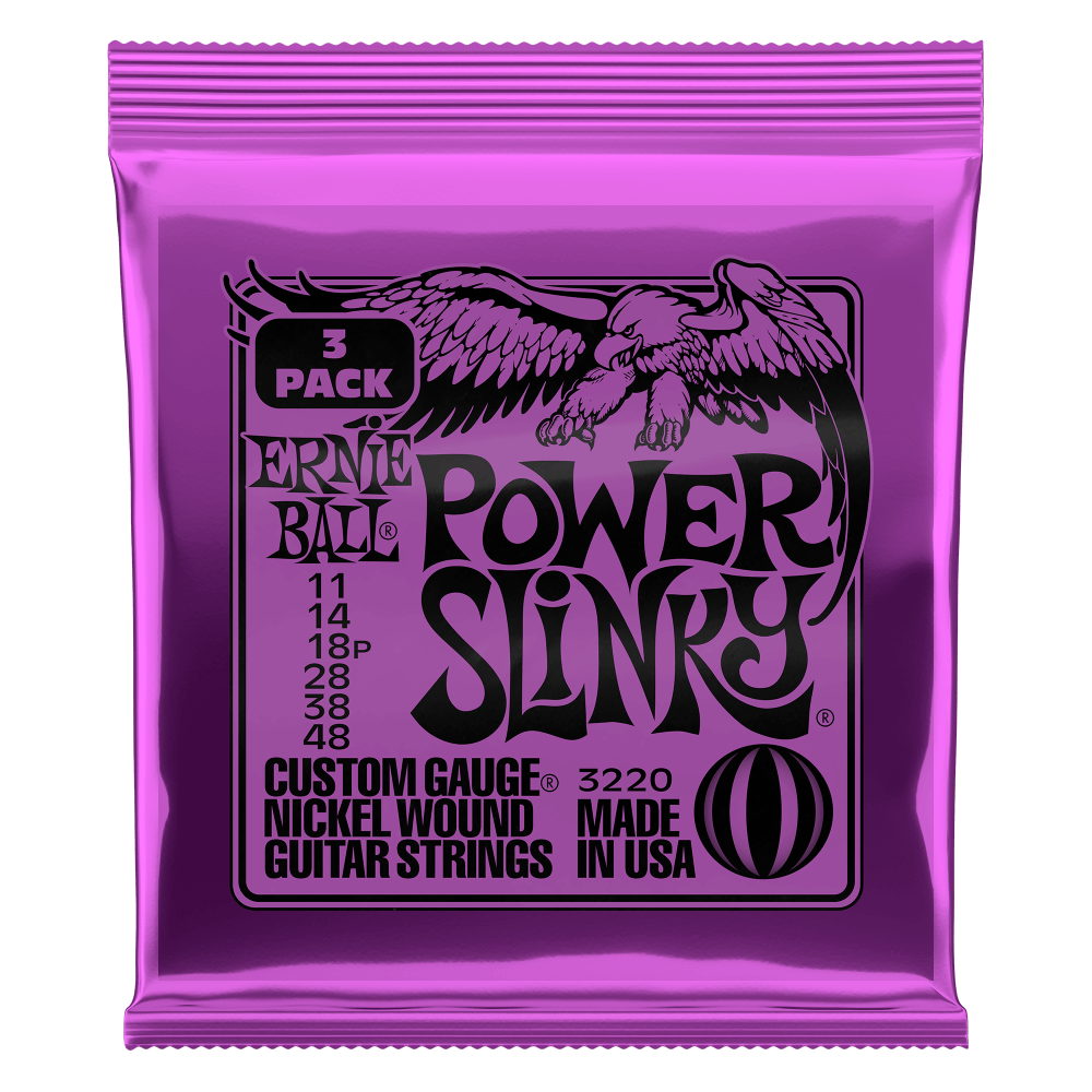 Ernie Ball P03220 Power Slinky Nickel Wound Electric Guitar Strings 11-48 Gauge | 3-Pack