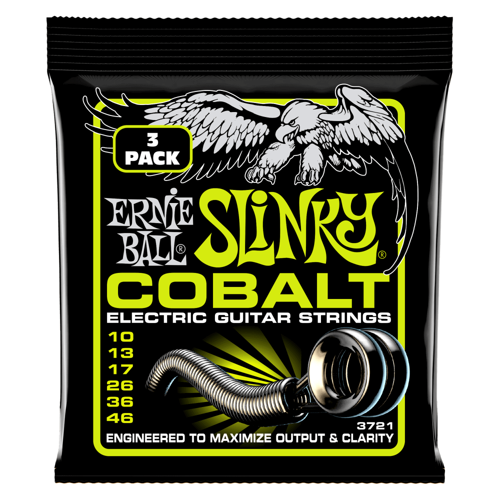 Ernie Ball P03721 Regular Slinky Cobalt Electric Guitar Strings 10-46 Gauge | 3-Pack