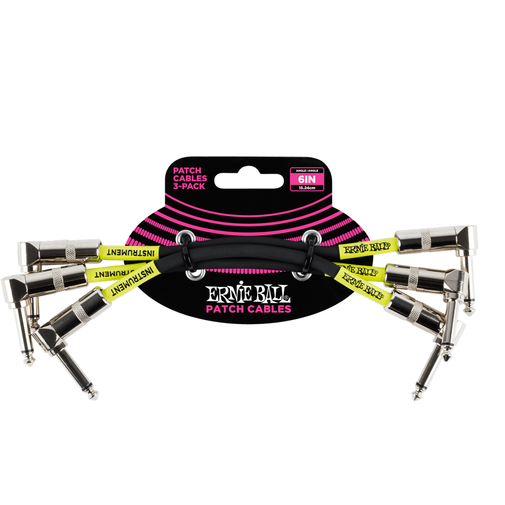 Ernie Ball P06050 6" Angle / Angle Patch Cable 3 Pack - Black