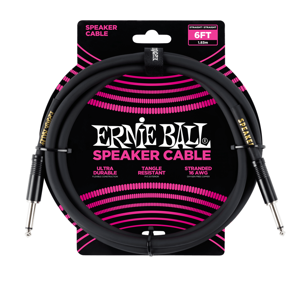 Ernie Ball P06072 6' Straight / Straight Speaker Cable | Black