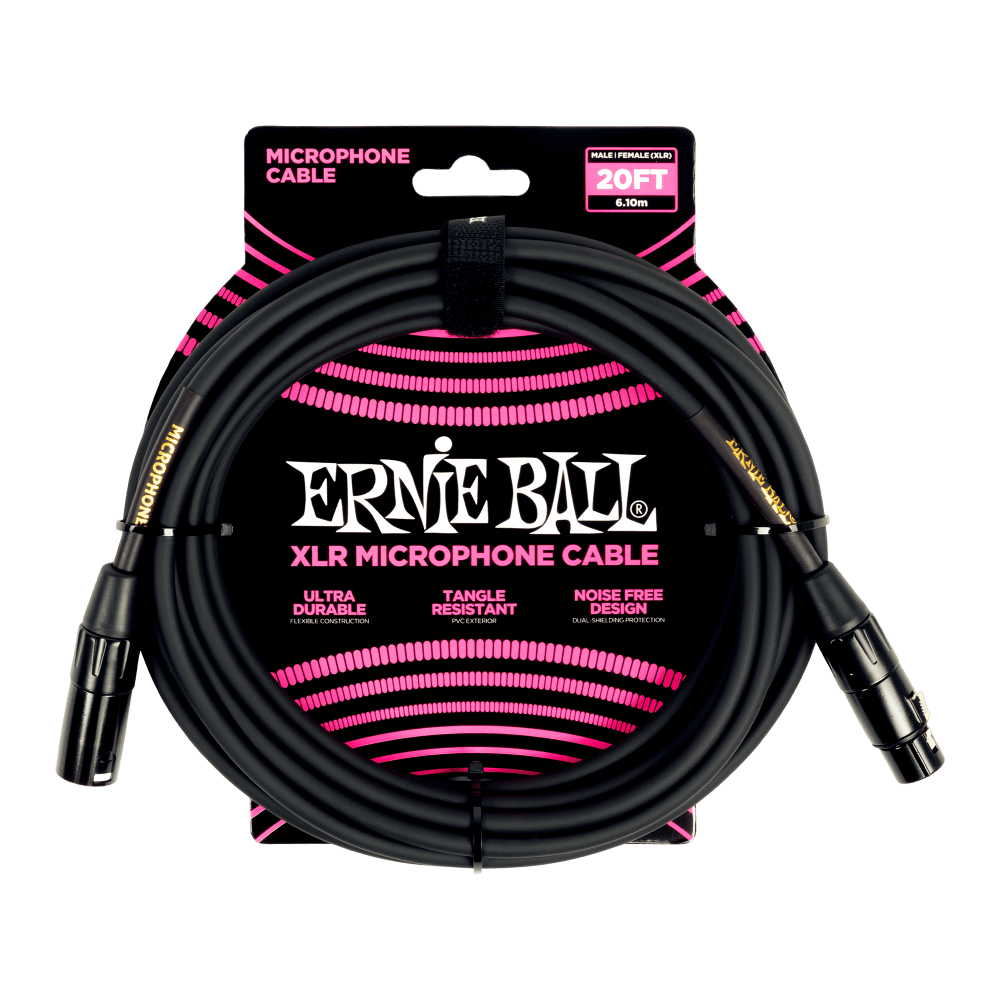 Ernie Ball P06388 20' Male / Female XLR Microphone Cable | Black