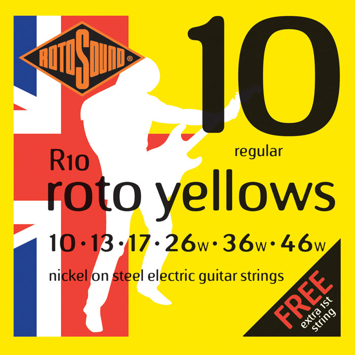 Rotosound R10 Roto Yellows Regular Gauge Electric Guitar String Set | 10-46