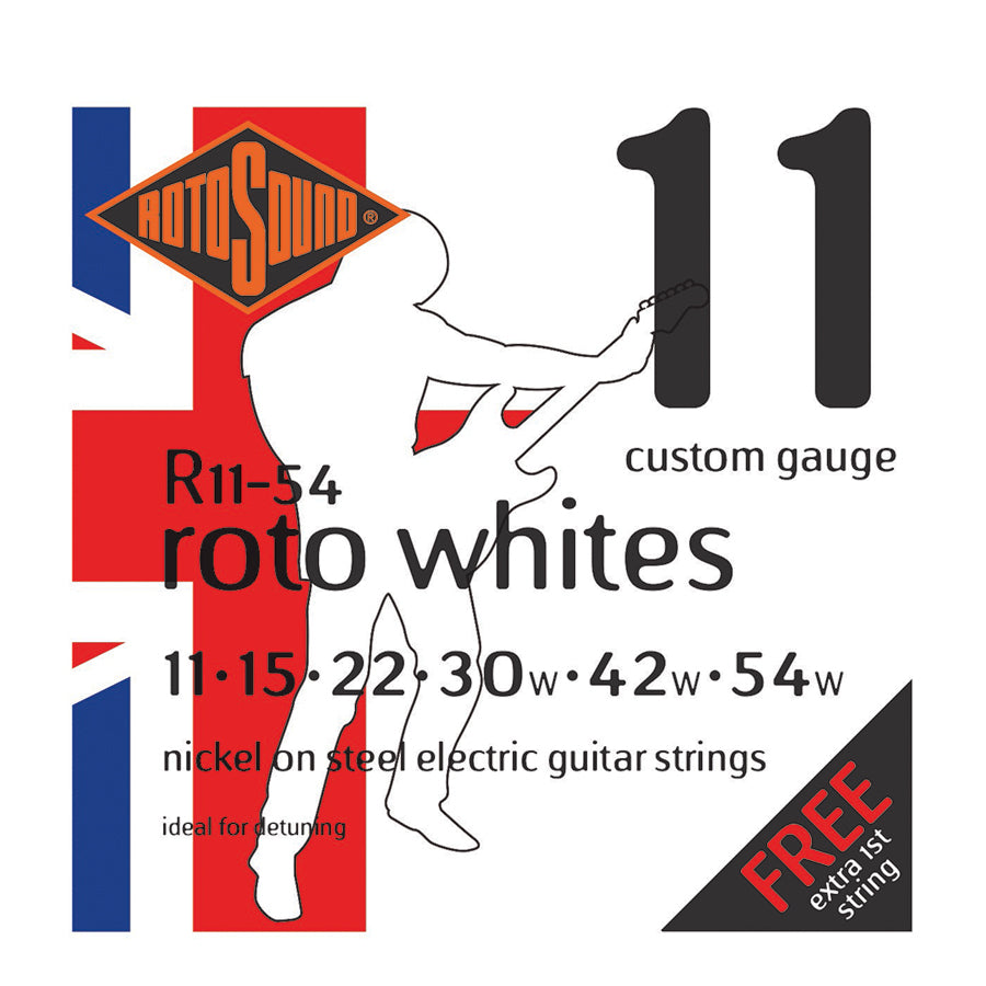 Rotosound R11-54 Roto Whites Custom Gauge Electric Guitar String Set | 11-54