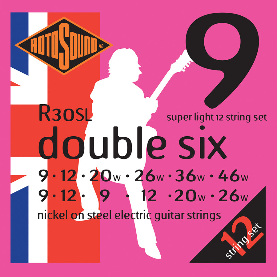 Rotosound R30SL Roto Double Six Super Light Gauge Electric Guitar String Set | 9-46 | 12-String Set