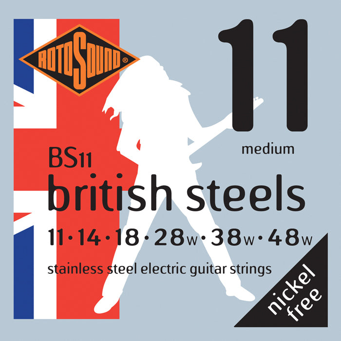 Rotosound BS11 British Steels Medium Gauge Stainless Steel Electric Guitar String Set | 11-48