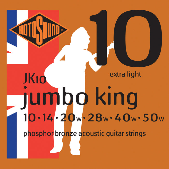 Rotosound JK10 Jumbo King Phosphor Bronze Extra Light Acoustic Guitar String Set | 10-50