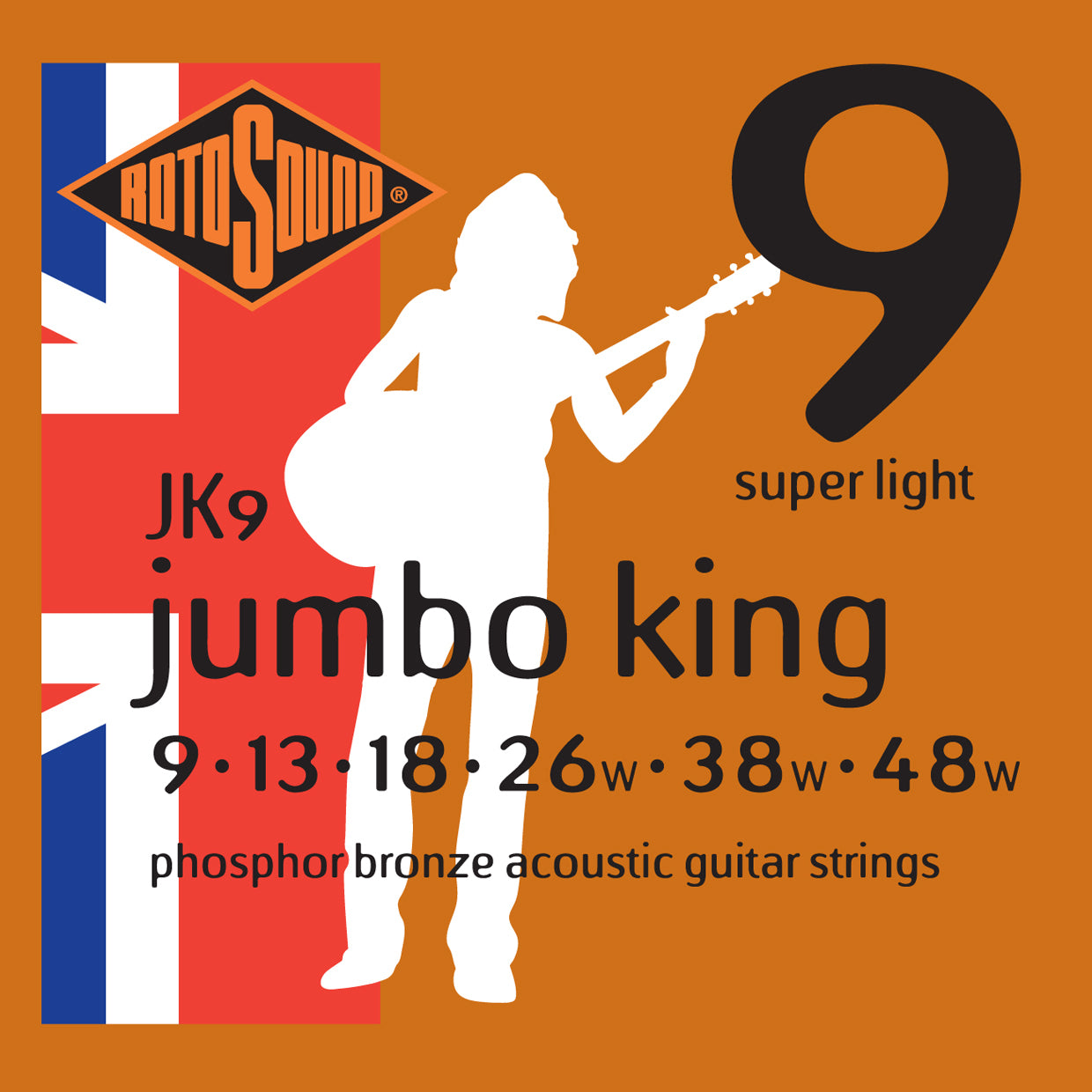 Rotosound JK9 Jumbo King Phosphor Bronze Super Light Acoustic Guitar String Set | 9-48