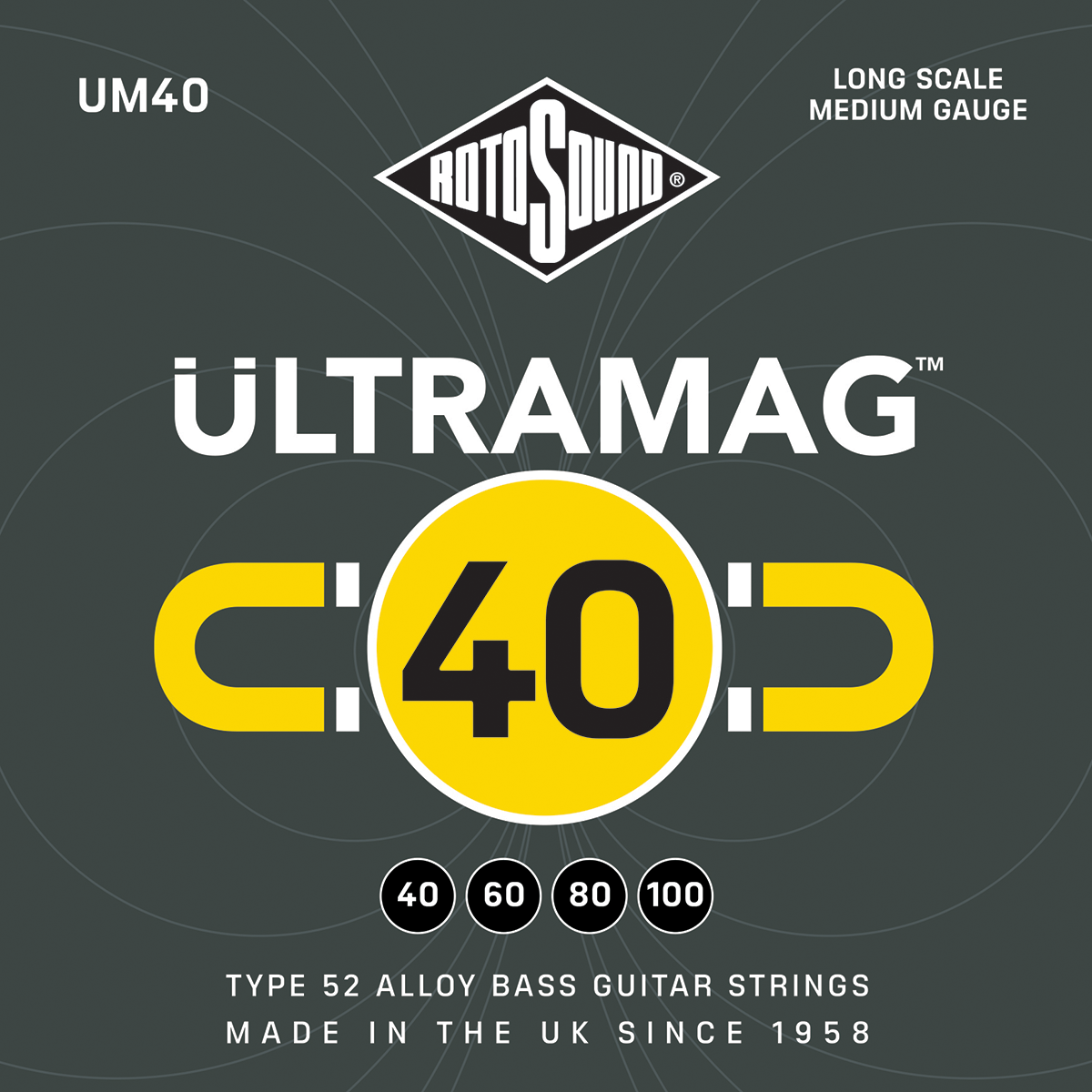 Rotosound RUM40 Ultramag Type 52 Alloy Bass Guitar String Set | 40-100