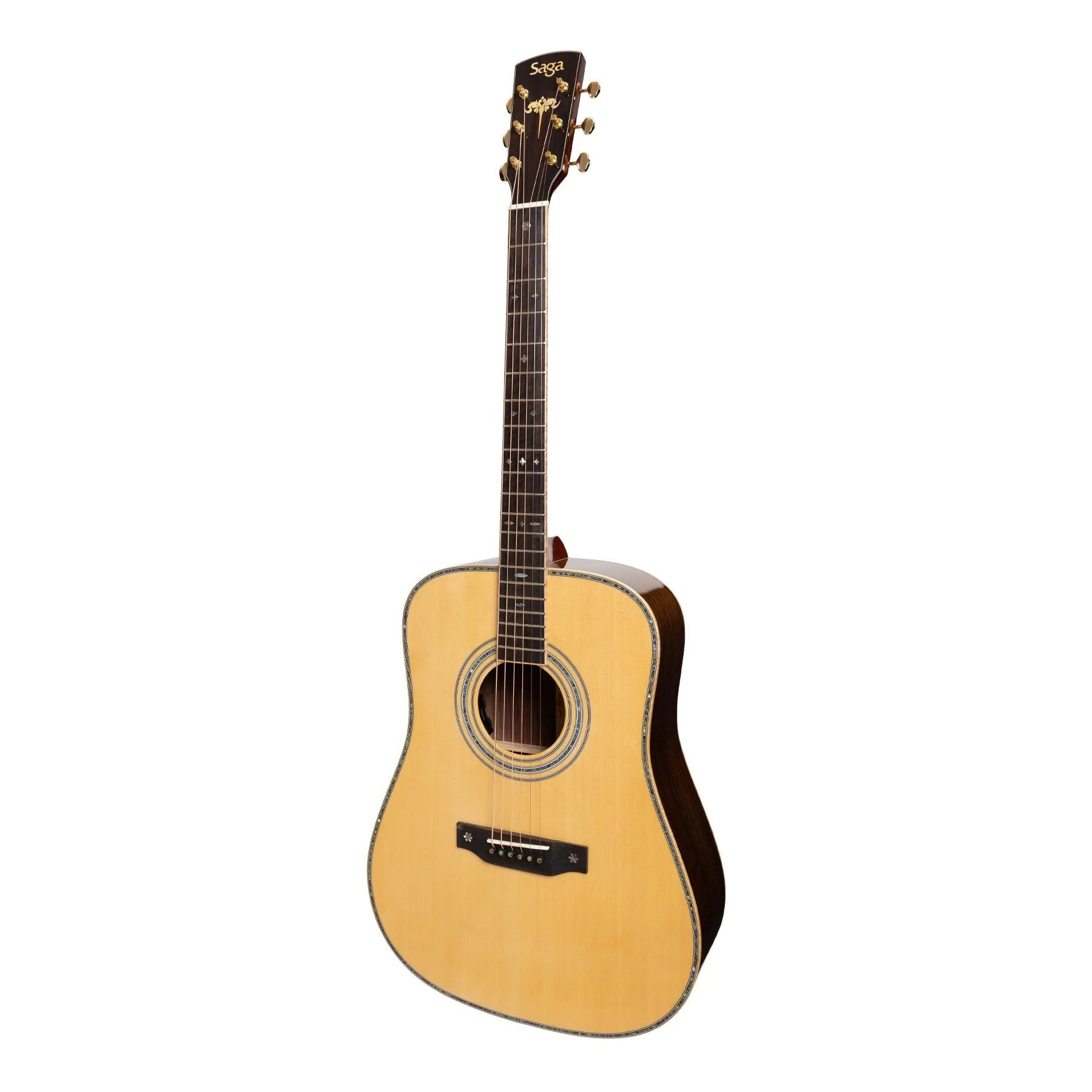 Saga SL65 All-Solid Spruce Top Rosewood Back & Sides Acoustic-Electric Dreadnought Guitar | Natural Gloss