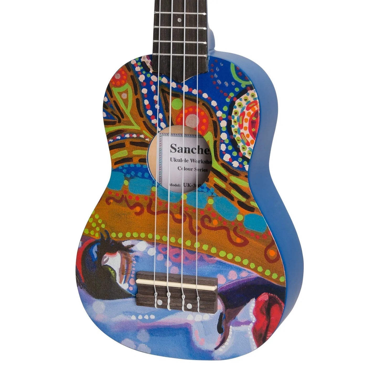 Sanchez Friendly Folk | Soprano Ukulele | Blue/Pattern