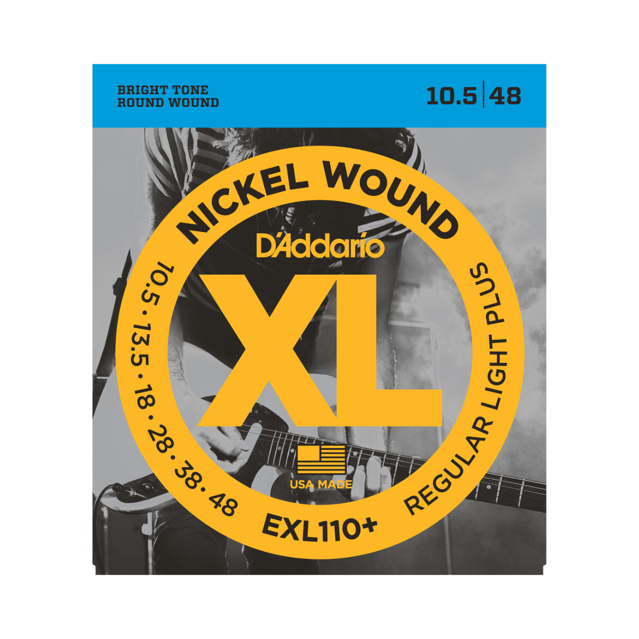 D'Addario EXL110+ | Nickel Wound Electric Guitar Strings 10.5-48 Regular Light + Gauge