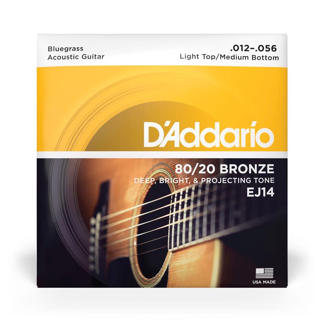 D'Addario EJ14 | 80/20 Bronze Acoustic Guitar Strings 11-52 Gauge | Light Top/Medium Bottom | Bluegrass