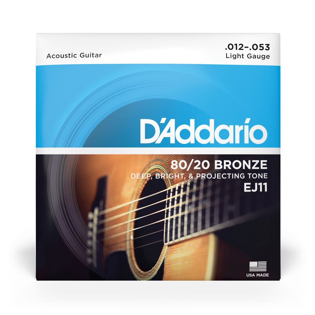 D'Addario EJ11 | 80/20 Bronze Acoustic Guitar Strings 12-53 Gauge | Light