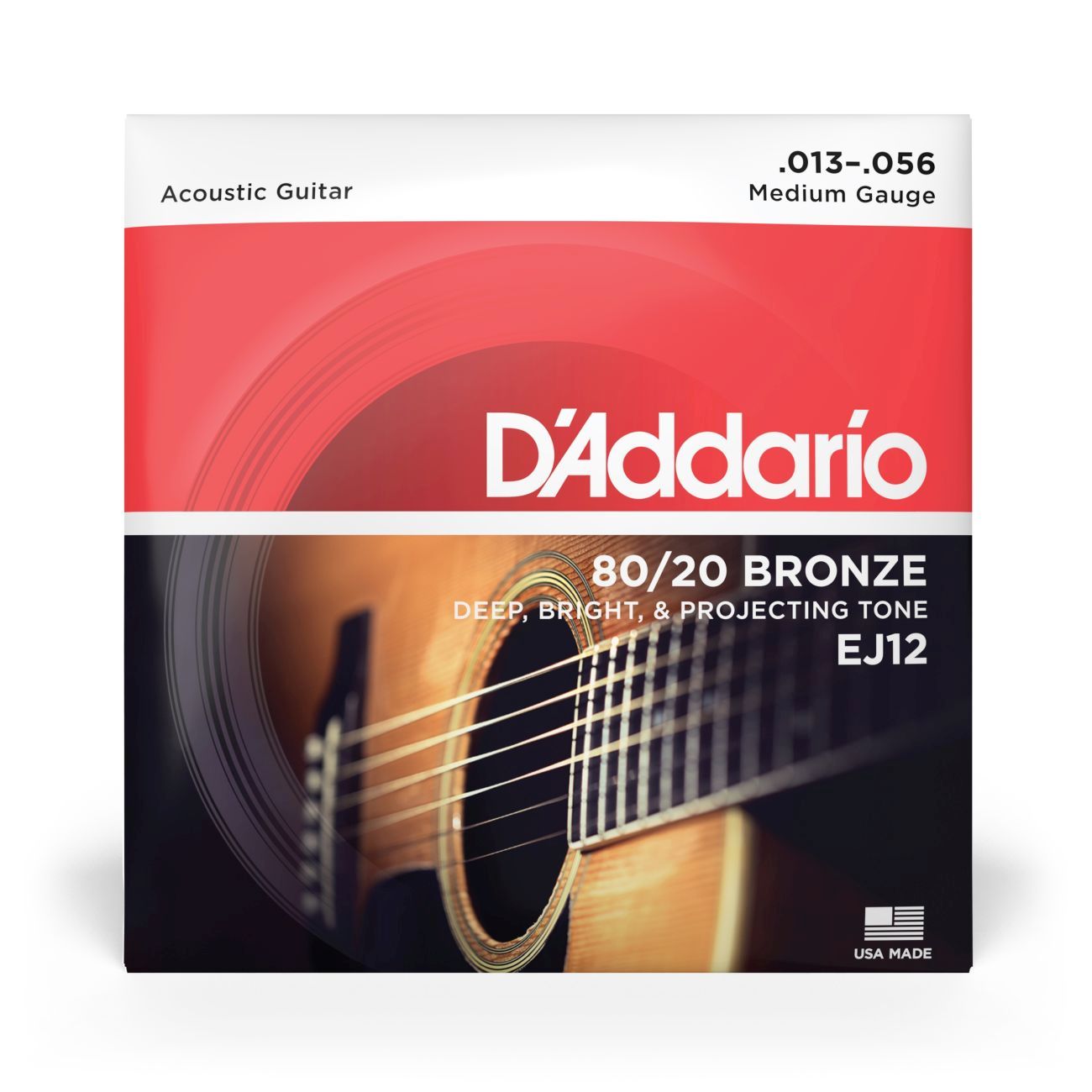 D'Addario EJ12 | 80/20 Bronze Acoustic Guitar Strings 13-56 Gauge | Medium