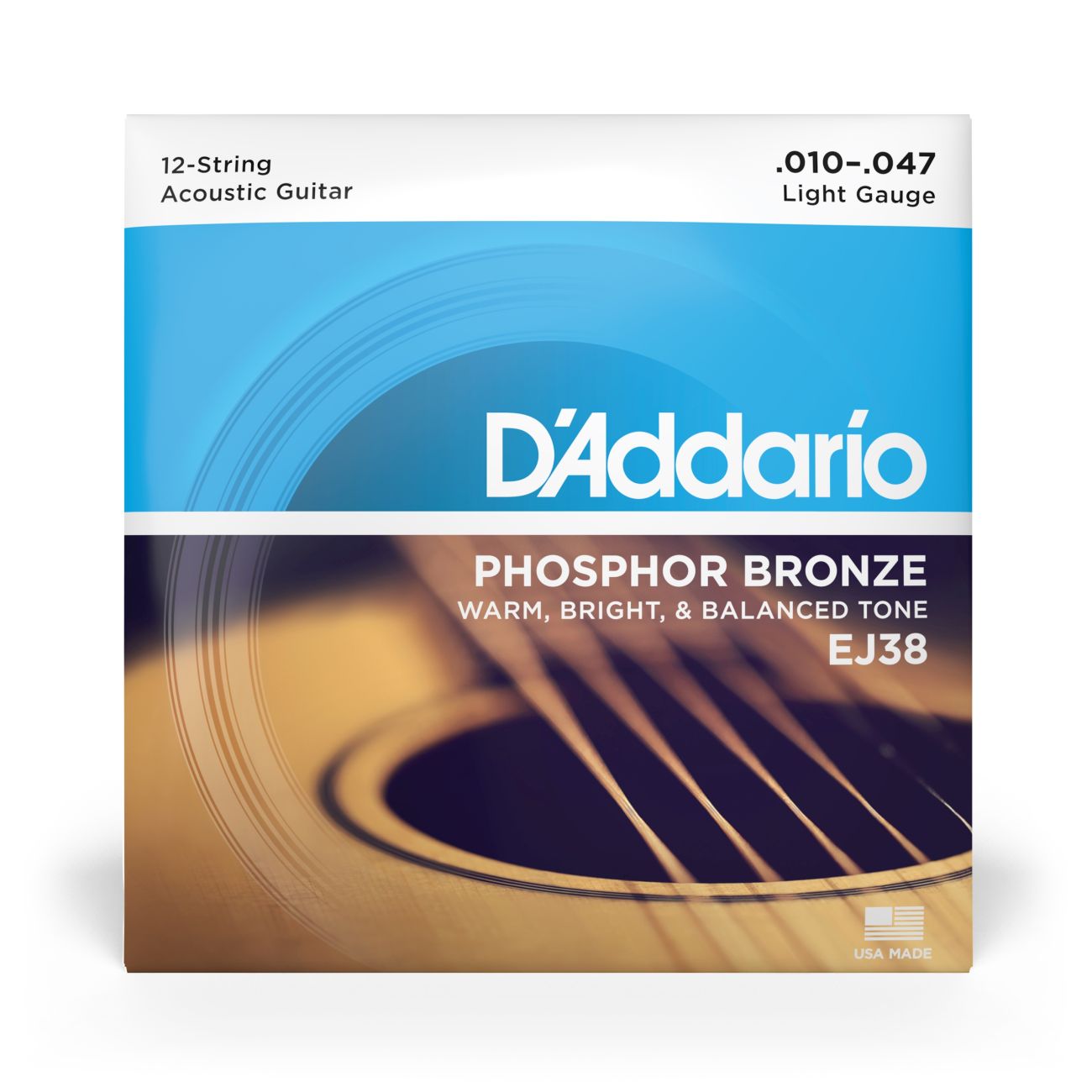 D'Addario EJ38 | Phosphor Bronze Acoustic Guitar Strings 10-47 Gauge | Light | 12-String