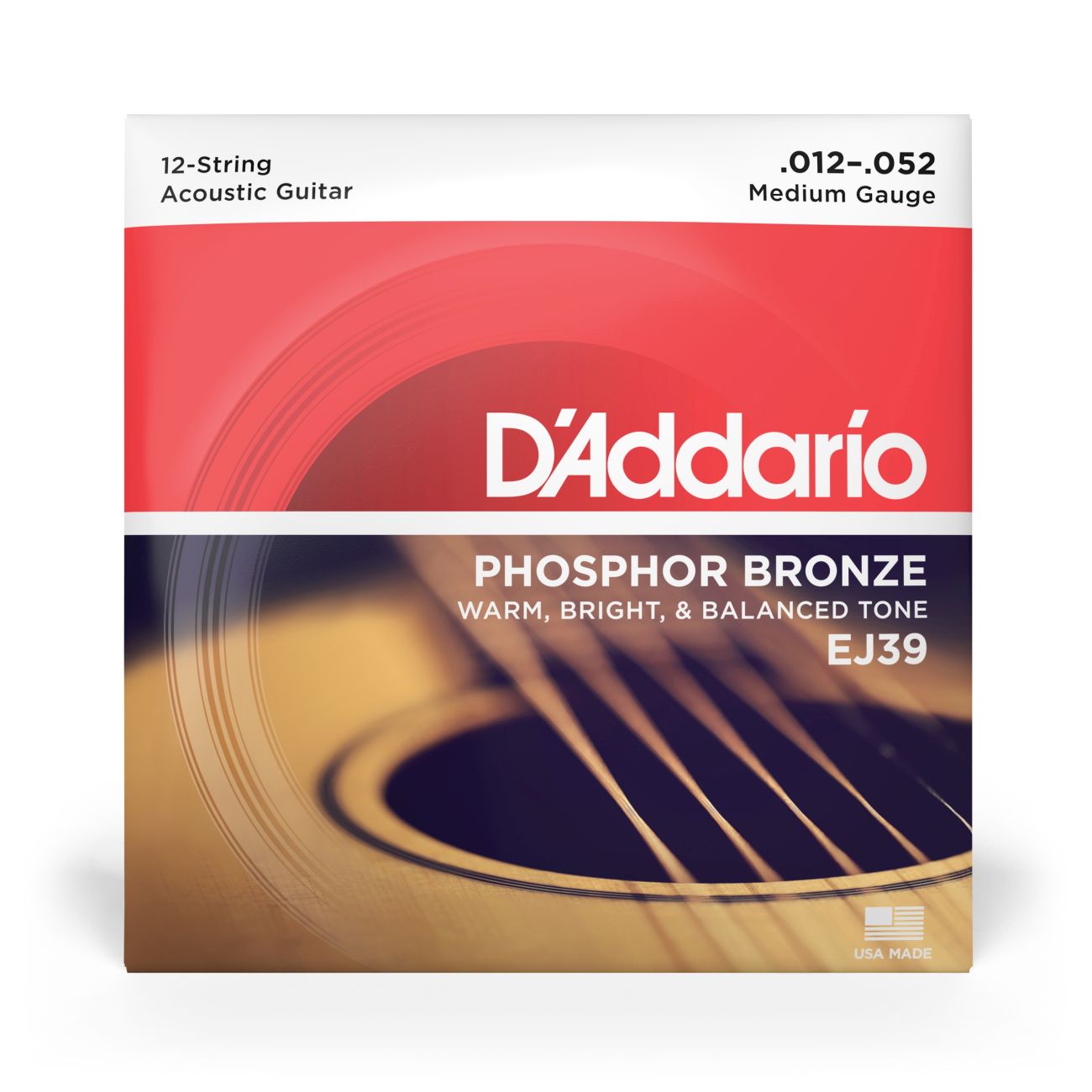 D'Addario EJ39 | Phosphor Bronze Acoustic Guitar Strings 12-52 Gauge | Medium | 12-String