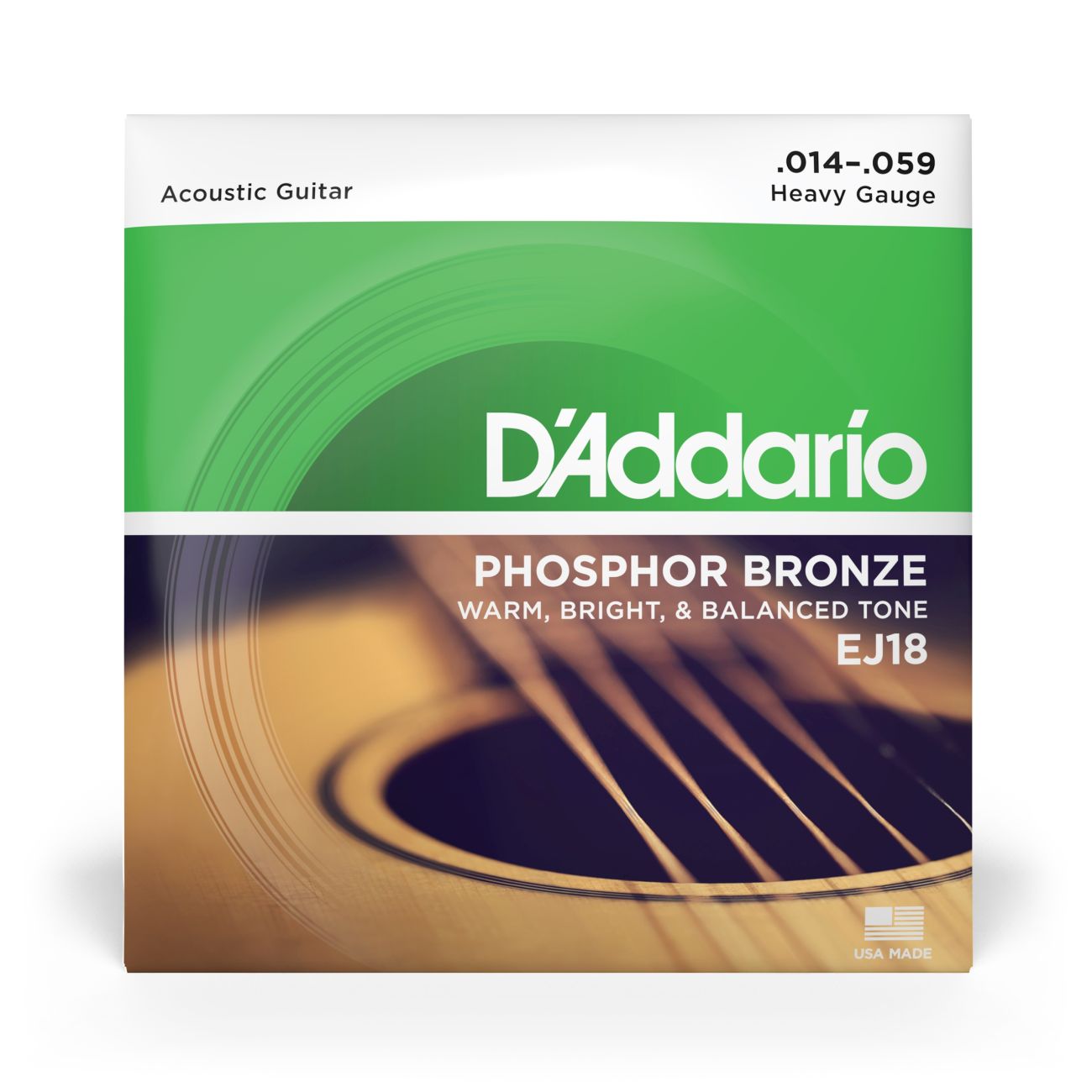 D'Addario EJ18 | Phosphor Bronze Acoustic Guitar Strings 14-59 Gauge | Heavy