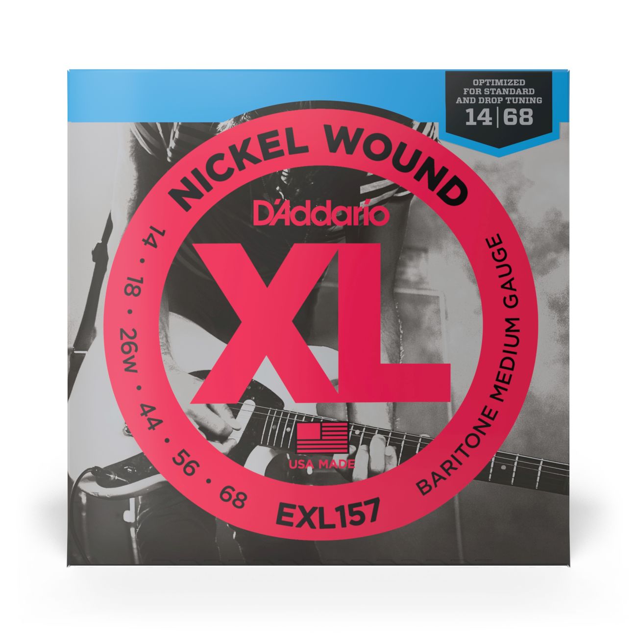 D'Addario EXL157 | Nickel Wound Electric Guitar Strings 14-68 Medium Gauge | Baritone