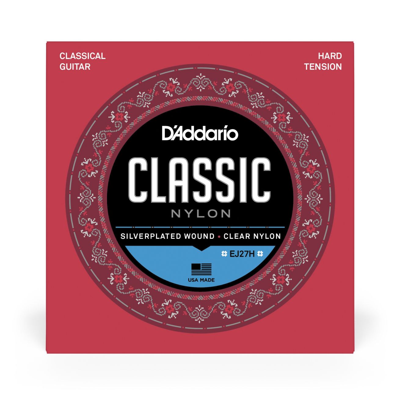 D'Addario EJ27H | Classic Nylon Student Classical Guitar Strings | Hard Tension