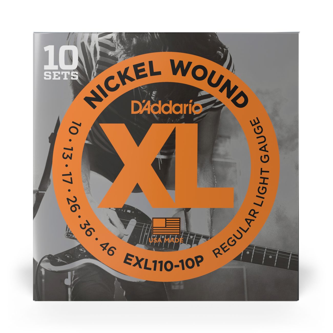 D'Addario EXL110-10P | Nickel Wound Electric Guitar Strings 10-46 Regular Light Gauge | 10-Pack