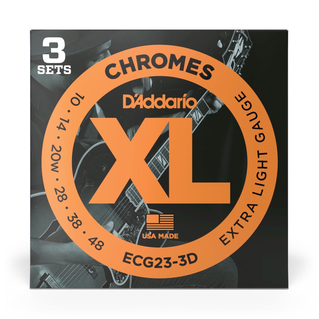 D'Addario ECG23-3D | Chromes Electric Guitar Strings 10-48 Extra Light Gauge | 3-Pack