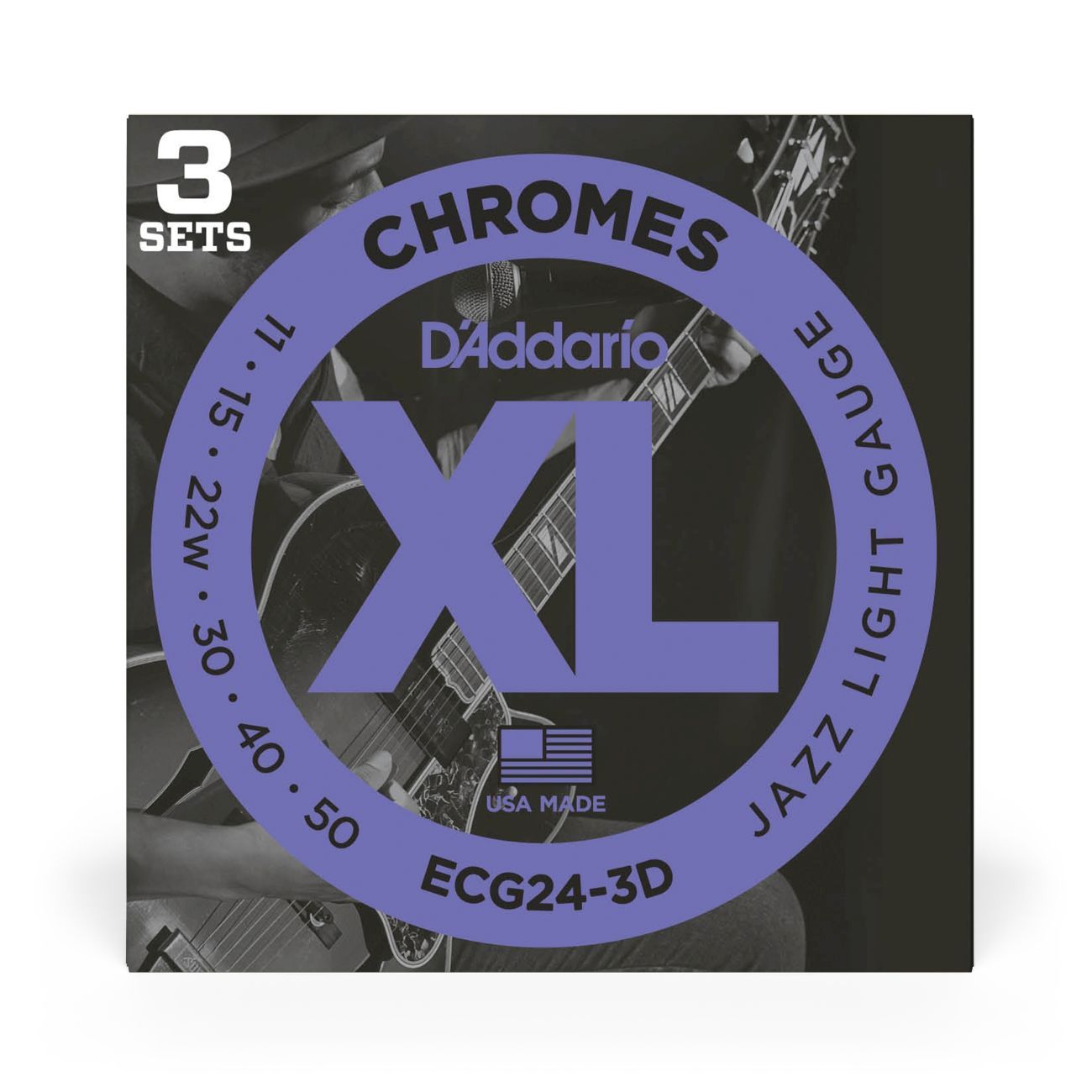 D'Addario ECG24-3D | Chromes Electric Guitar Strings 11-50 Jazz Light Gauge | 3-Pack