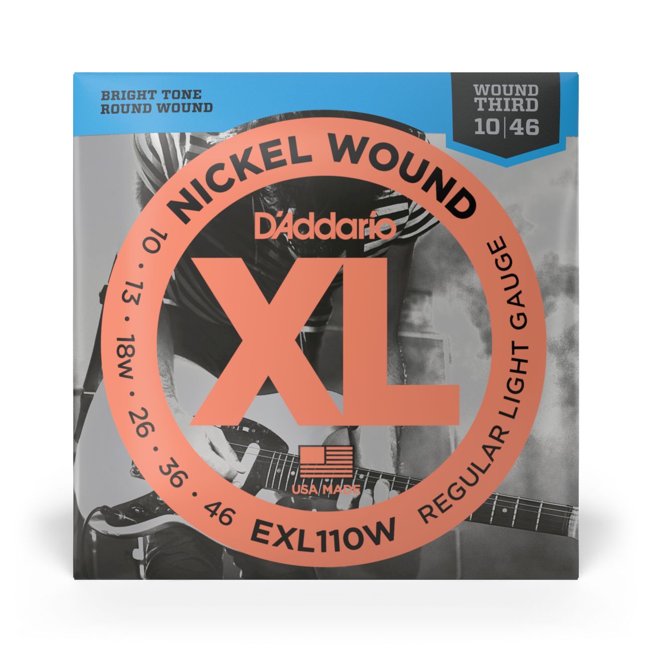 D'Addario EXL110W | Nickel Wound Electric Guitar Strings 10-46 Regular Light Gauge | Wound Third