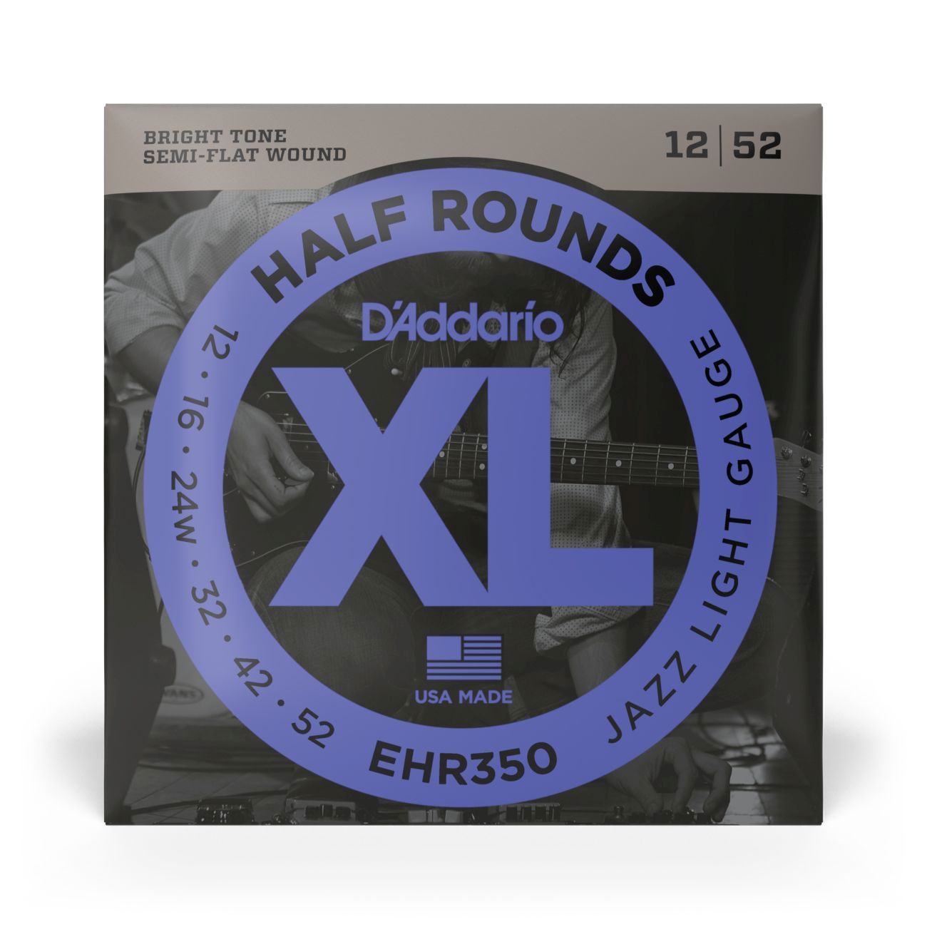 D'Addario EHR350 | Half Rounds Electric Guitar Strings 10-52 Jazz Light Gauge