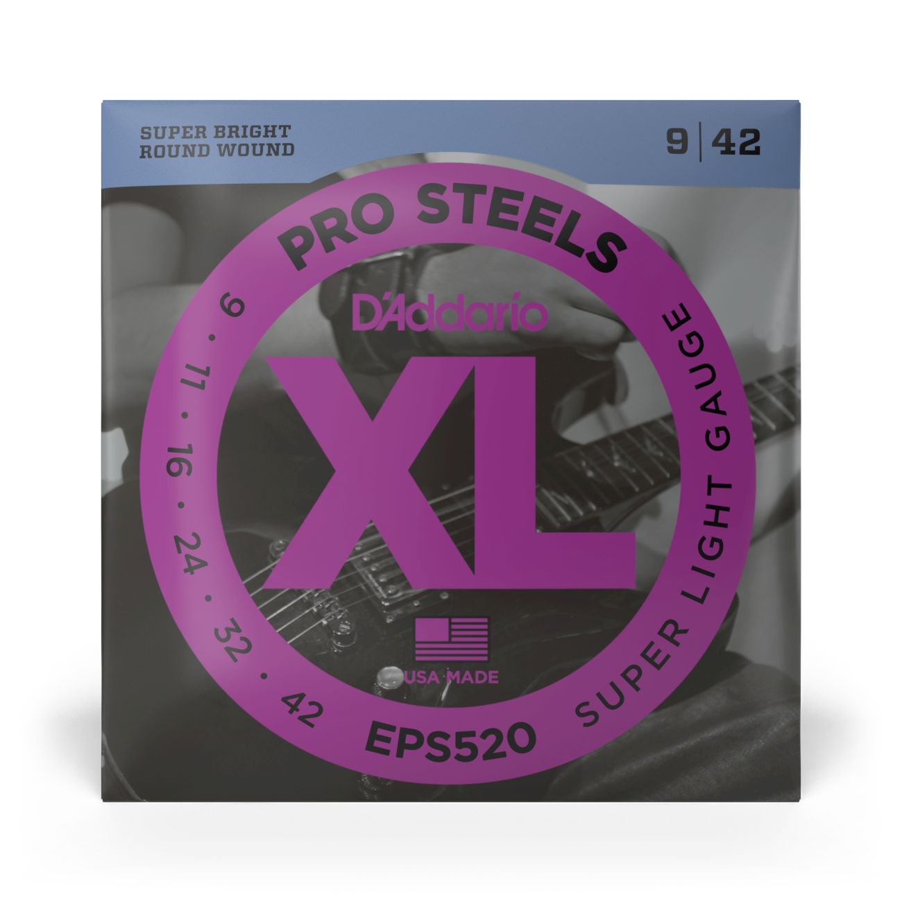 D'Addario EPS520 | Pro Steels Electric Guitar Strings 9-42 Super Light Gauge