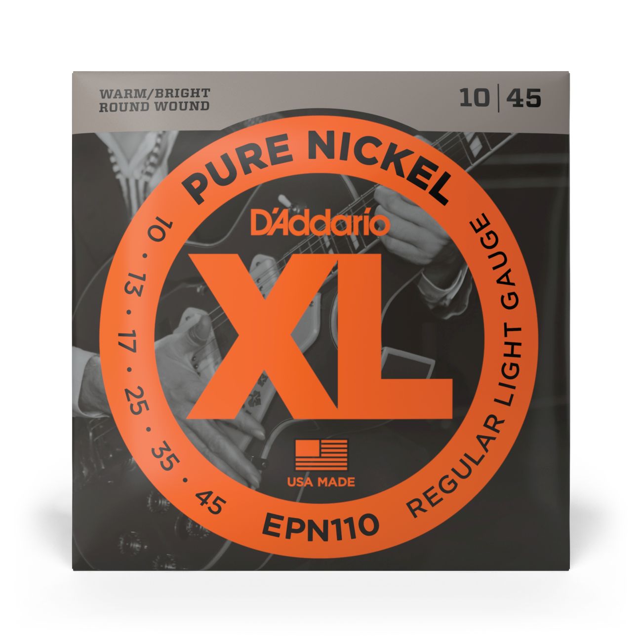 D'Addario EPN110 | Pure Nickel Electric Guitar Strings 10-45 Regular Light Gauge