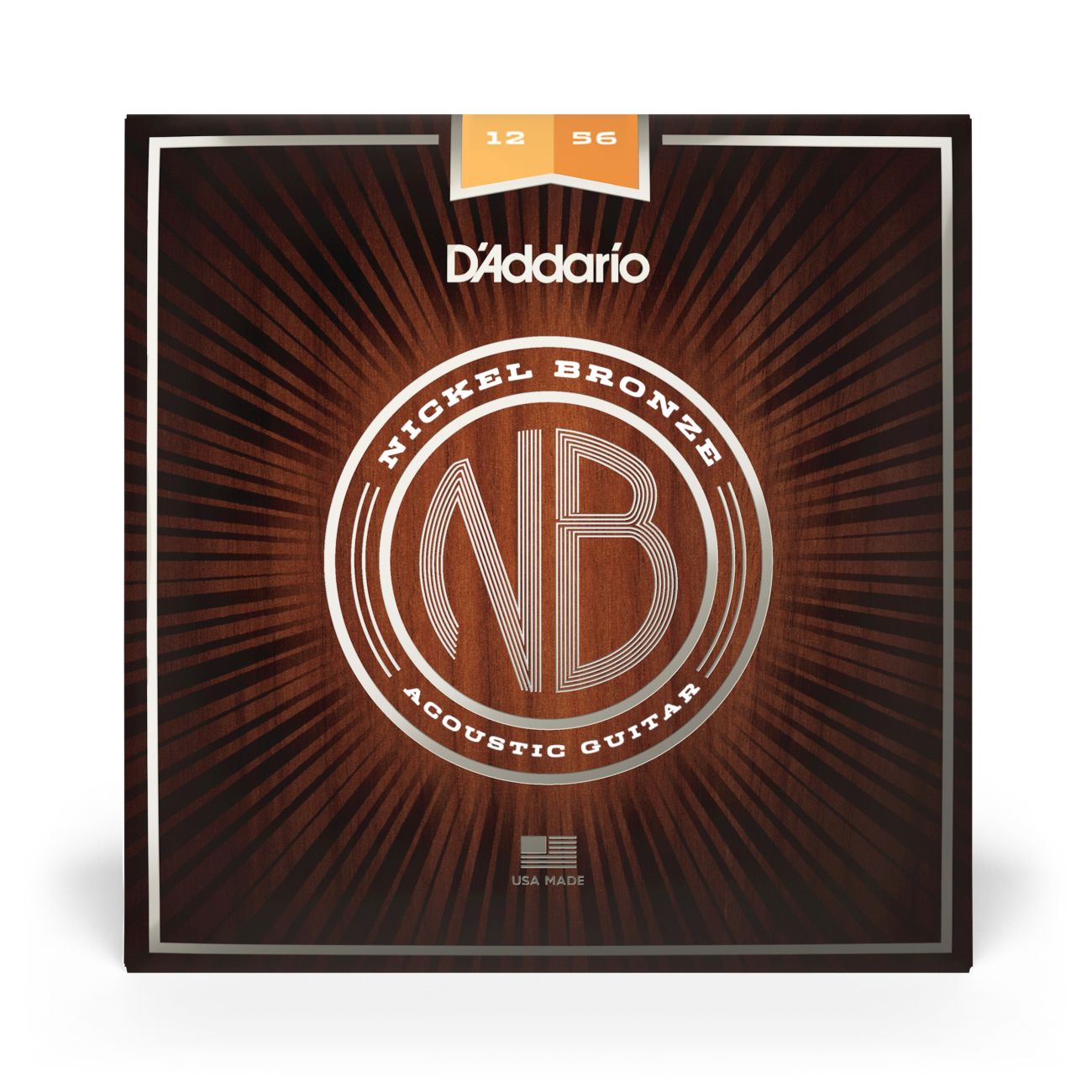 D'Addario NB1256 | Nickel Bronze Acoustic Guitar Strings 12-56 Gauge | Light Top/Medium Bottom