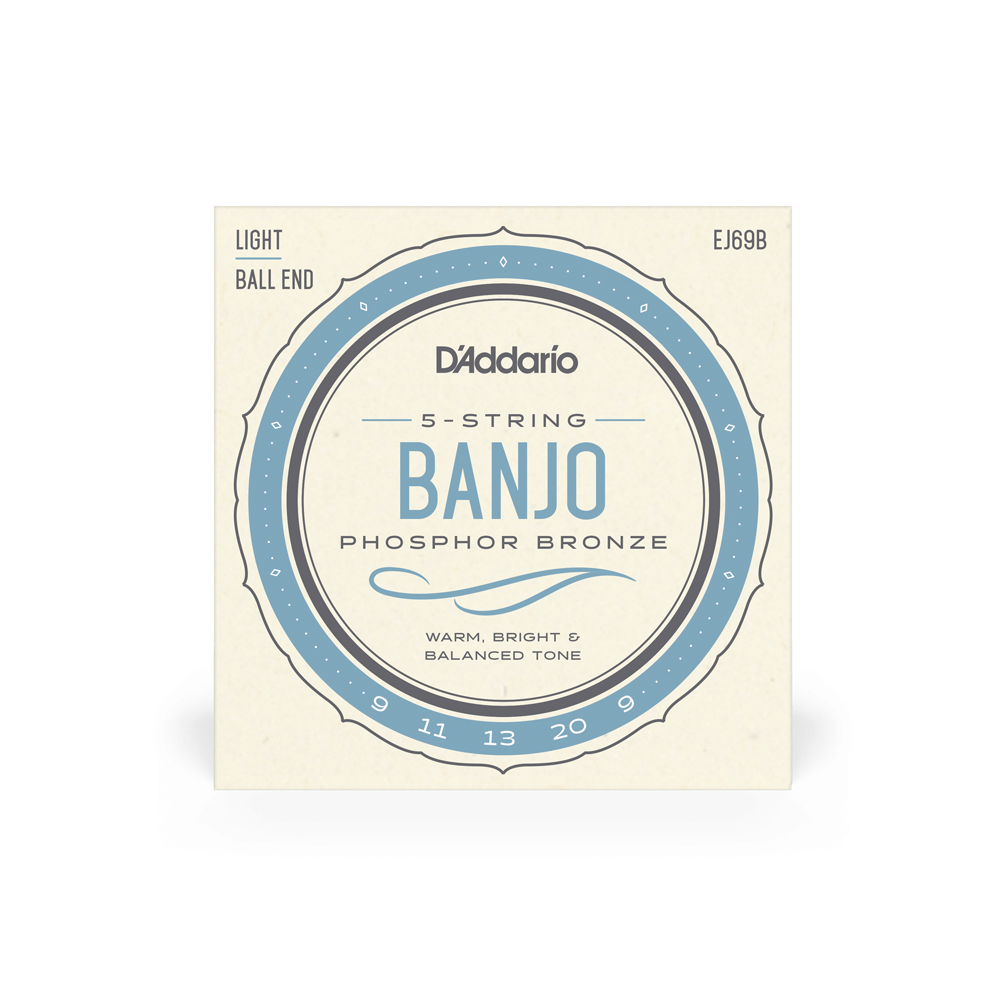 D'Addario EJ69B 5-String Ball-End Banjo Strings, Phosphor Bronze, Light, 9-20